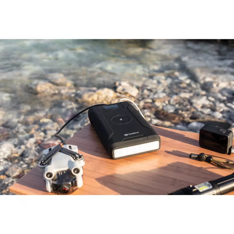 Sandberg Survivor Powerbank 7in1 76800, 76800 mAh, Lithium-Ion (Li-Ion), Wireless charging, 3.6 V, Black