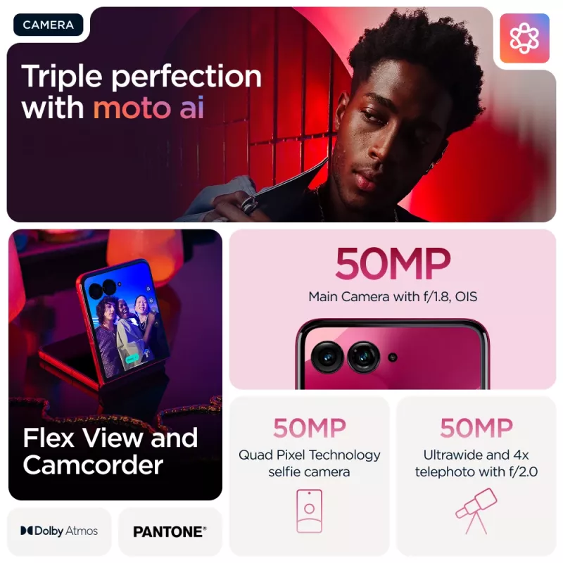 Motorola razr 60 ultra 17.7 cm (6.96 inch) Dual SIM Android 15 5G USB Type-C 16 GB 512 GB 4700 mAh Pink