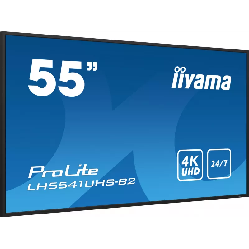 iiyama LH5541UHS-B2 Signage Display Kiosk design 138.7 cm (54.6 inch) LCD 500 cd/m² 4K Ultra HD Black Built-in processor 24/7