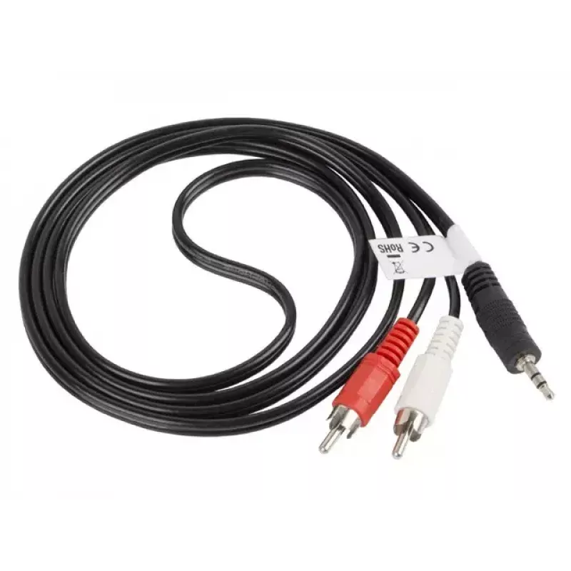 Audio cable LANBERG 3.5mm to 2×RCA male 1.5 m Black