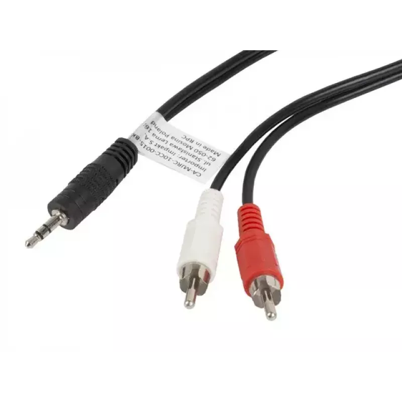 Audio cable LANBERG 3.5mm to 2×RCA male 1.5 m Black
