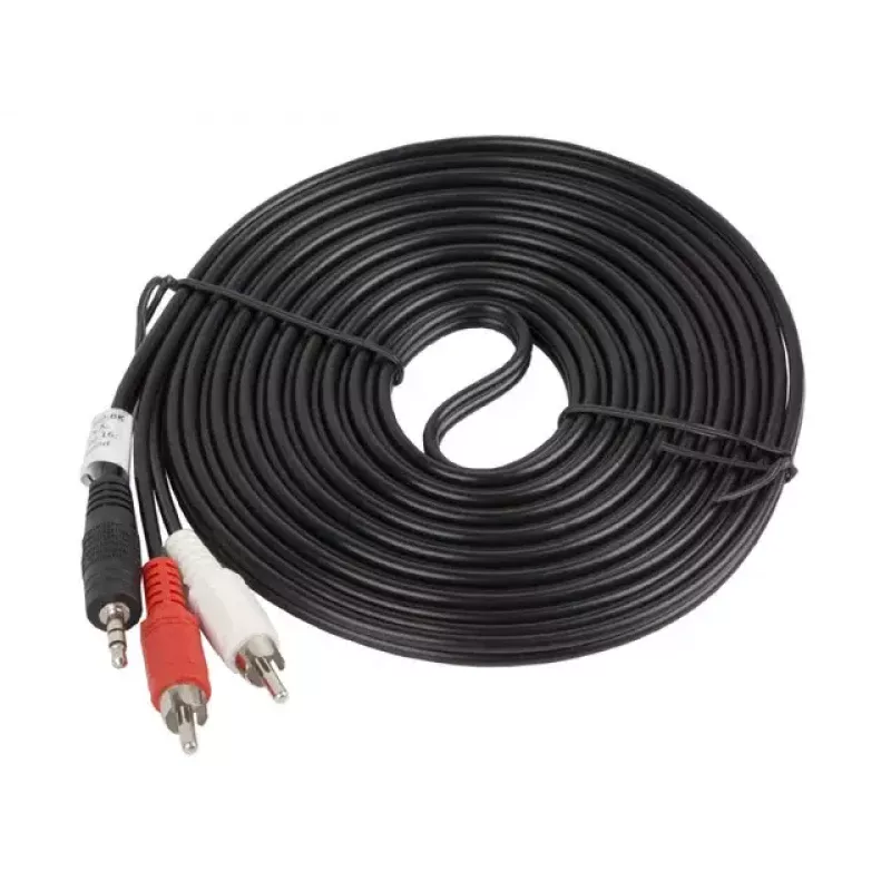Audio cable LANBERG 3.5mm to 2×RCA male, 5 m, black