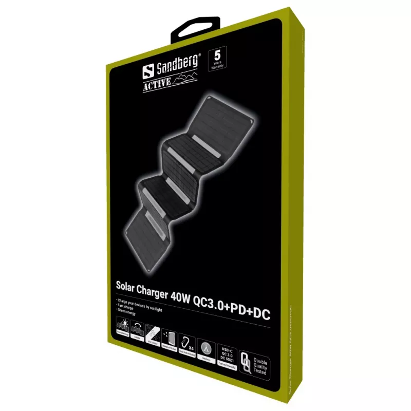 Sandberg Solar Charger 40W QC3.0+PD+DC, Outdoor, Solar, Black