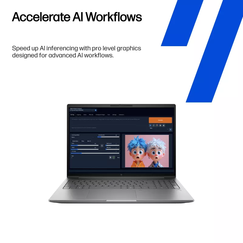 HP Zbook X G1i Intel Core Ultra 7 255H 40.6 cm (16 inch) WUXGA 32 GB DDR5-SDRAM NVIDIA RTX PRO 2000 Blackwell Wi-Fi 7 (802.11be) Windows 11 Pro AI Workstation, AI PC