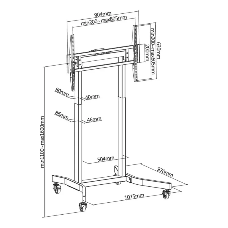 Techly ICA-TR68M TV mount/stand 2.54 m (100 inch) Black