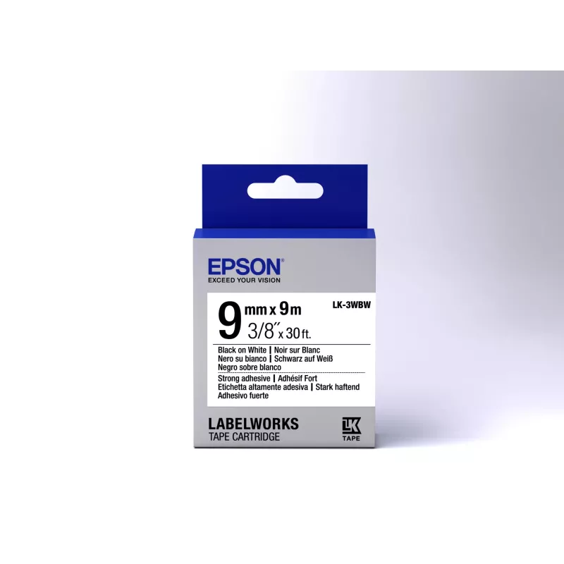 Epson Label Cartridge Strong Adhesive LK-3WBW Black/White 9mm (9m)