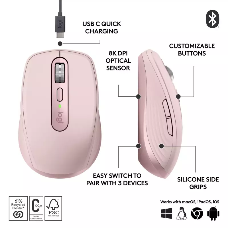 Mouse Logitech MX 3S Pink USB Optical