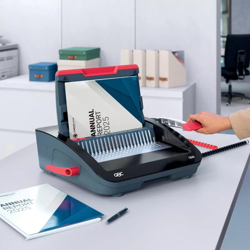 GBC CombBind® CB20 Manual Binding Machine, Comb binding machine, Manual, 240 sheets, Black, Red