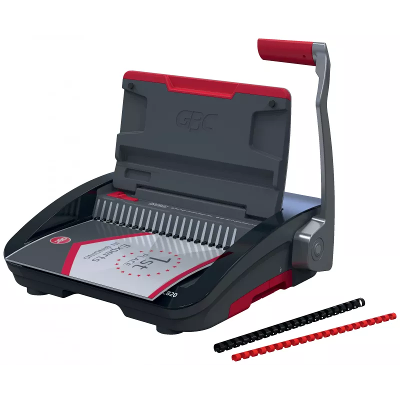 GBC CombBind® CB20 Manual Binding Machine, Comb binding machine, Manual, 240 sheets, Black, Red