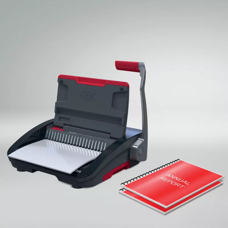 GBC CombBind® CB20 Manual Binding Machine, Comb binding machine, Manual, 240 sheets, Black, Red