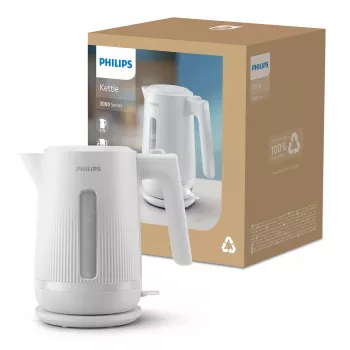 Philips 3000 series Kettle, 1.7 L, 2200 W, White, Plastic, Overheat protection, Cordless