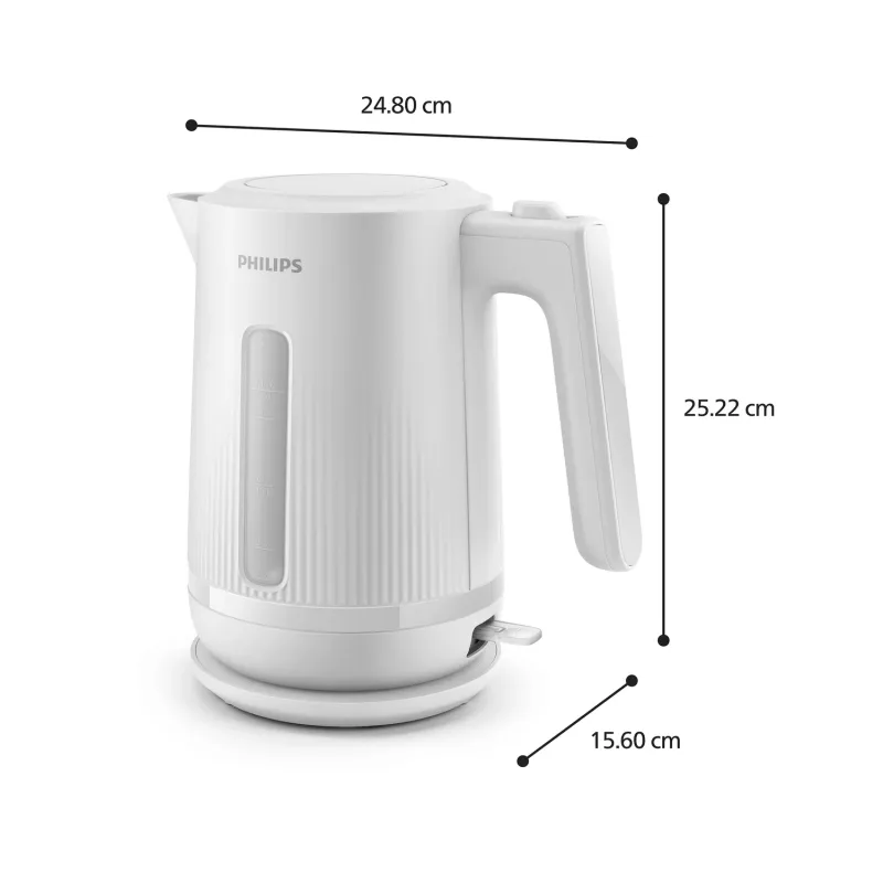 Philips 3000 series Kettle, 1.7 L, 2200 W, White, Plastic, Overheat protection, Cordless
