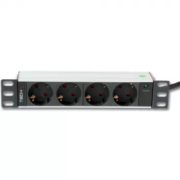 Techly I-CASE M10-4D power distribution unit (PDU) 4 AC outlet(s) 1U Black, Silver