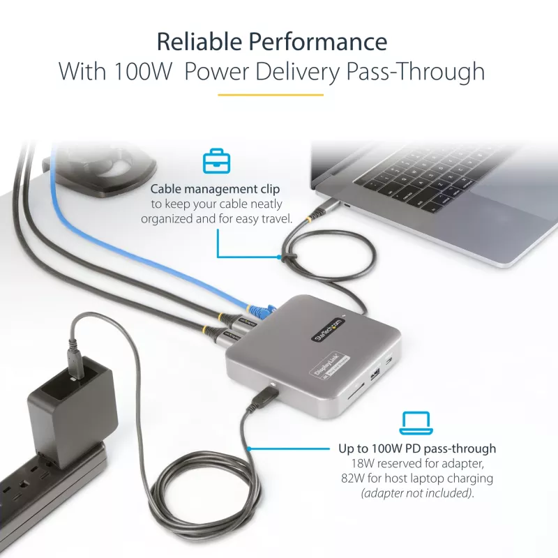 StarTech.com USB C Docking Station, Dual 4K 60Hz HDMI compatible with Macbook Pro (M1/M2/M3/M4) and Windows, USB-A/USB-C 10Gbps Hub, 100W Power Delivery, GbE, SD, 22in/56cm Cable