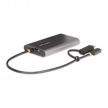 StarTech.com USB-C to Dual-HDMI Adapter - USB-C or A to 2x HDMI - 4K 60Hz - 100W Power Delivery Pass-Through - 1ft (30cm) Built-in Cable - USB to HDMI Multi-Monitor Converter for Laptop - TAA