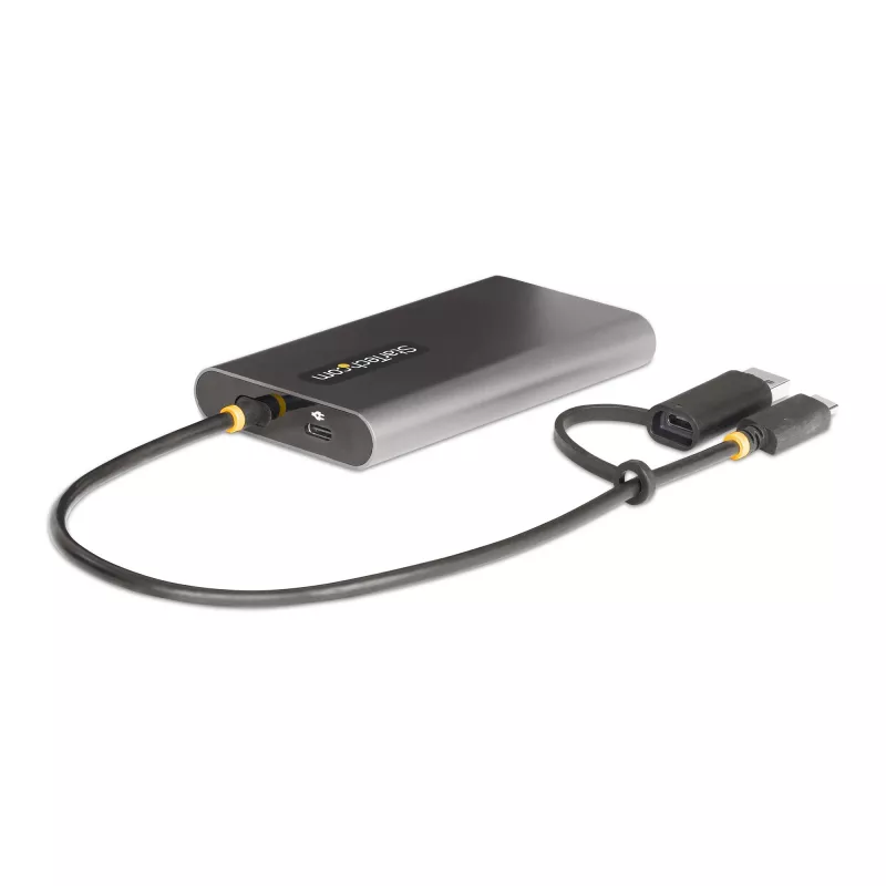 StarTech.com USB-C to Dual-HDMI Adapter - USB-C or A to 2x HDMI - 4K 60Hz - 100W Power Delivery Pass-Through - 1ft (30cm) Built-in Cable - USB to HDMI Multi-Monitor Converter for Laptop - TAA