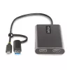 StarTech.com USB-C to Dual-HDMI Adapter - USB-C or A to 2x HDMI - 4K 60Hz - 100W Power Delivery Pass-Through - 1ft (30cm) Built-in Cable - USB to HDMI Multi-Monitor Converter for Laptop - TAA