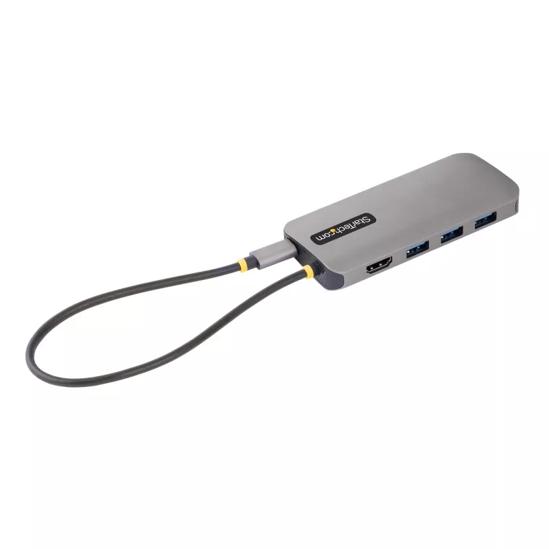StarTech.com USB C Multiport Adapter 4K 60Hz HDMI Video, 3 Pt 5Gbps USB-A Hub, 100W USB Power Delivery Pass-Through/GbE/SD/MicroSD, 12 inch/30cm Cable, Travel Laptop Docking Station