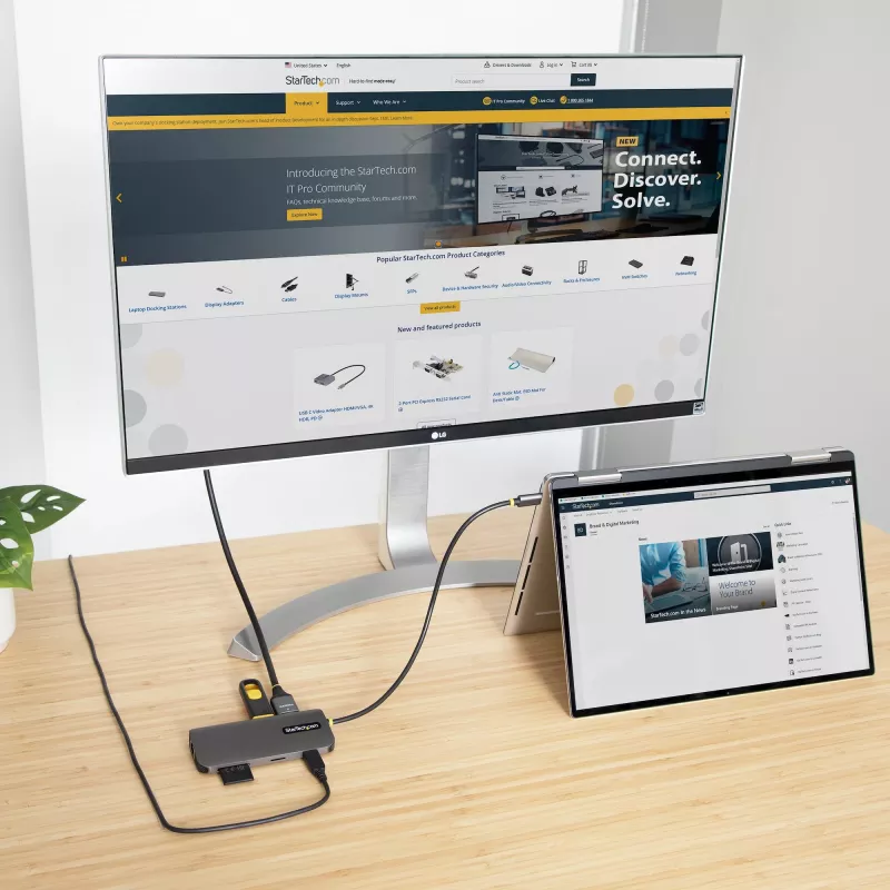 StarTech.com USB C Multiport Adapter 4K 60Hz HDMI Video, 3 Pt 5Gbps USB-A Hub, 100W USB Power Delivery Pass-Through/GbE/SD/MicroSD, 12 inch/30cm Cable, Travel Laptop Docking Station
