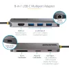 StarTech.com USB C Multiport Adapter 4K 60Hz HDMI Video, 3 Pt 5Gbps USB-A Hub, 100W USB Power Delivery Pass-Through/GbE/SD/MicroSD, 12 inch/30cm Cable, Travel Laptop Docking Station