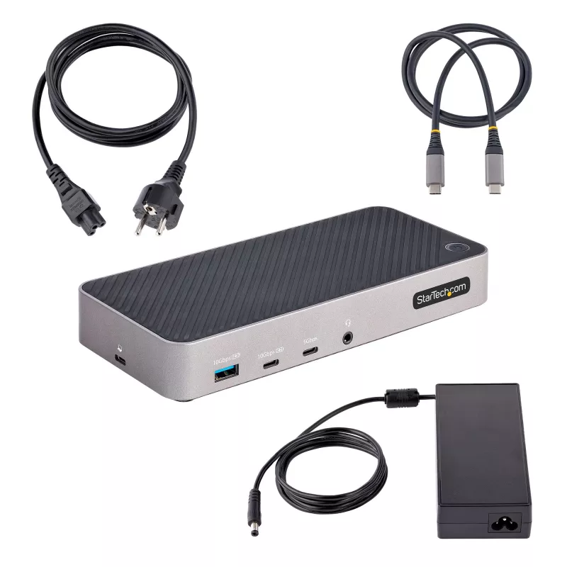 StarTech.com USB-C Triple Monitor Docking Station - HDMI/DP Triple 4k USB-C Dock - 5x USB Hub - GbE - 100W PD - Universal Multi Monitor Docking Station - Thunderbolt 3/4 Compatible