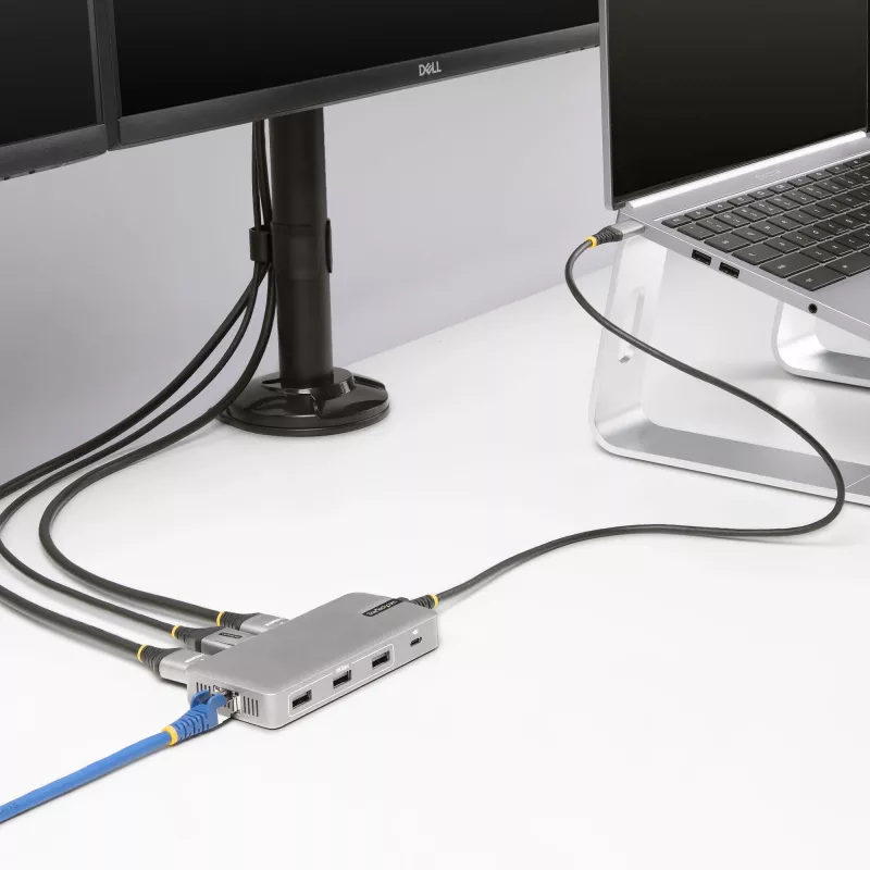 StarTech.com USB-C Triple Monitor Multiport Adapter, Dual 4K 60Hz + 4K 30Hz HDMI & DisplayPort, 3-Port USB 10Gbps Hub, 100W PD Pass-Through, GbE, Travel Dock, Windows & ChromeOS