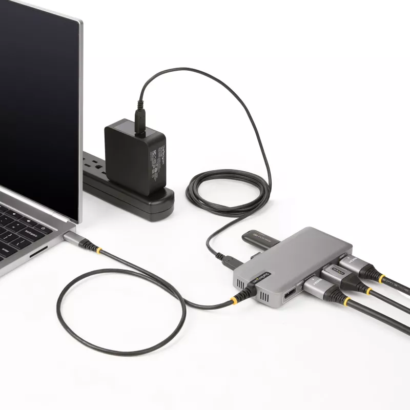StarTech.com USB-C Triple Monitor Multiport Adapter, Dual 4K 60Hz + 4K 30Hz HDMI & DisplayPort, 3-Port USB 10Gbps Hub, 100W PD Pass-Through, GbE, Travel Dock, Windows & ChromeOS