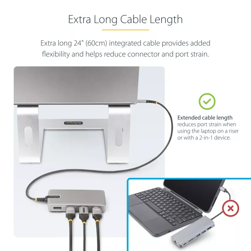 StarTech.com USB-C Triple Monitor Multiport Adapter, Dual 4K 60Hz + 4K 30Hz HDMI & DisplayPort, 3-Port USB 10Gbps Hub, 100W PD Pass-Through, GbE, Travel Dock, Windows & ChromeOS