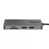 StarTech.com USB C Multiport Adapter, Dual HDMI Video, 4K 60Hz, 2Pt 5Gbps USB-A Hub, 100W Power Delivery Pass-Through/GbE/SD/MicroSD, 12 inch/30cm Cable, Travel Dock, Laptop Docking Station