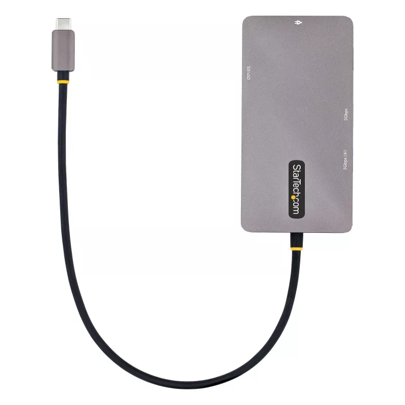 StarTech.com USB C Multiport Adapter, Dual HDMI Video, 4K 60Hz, 2Pt 5Gbps USB-A Hub, 100W Power Delivery Pass-Through/GbE/SD/MicroSD, 12 inch/30cm Cable, Travel Dock, Laptop Docking Station
