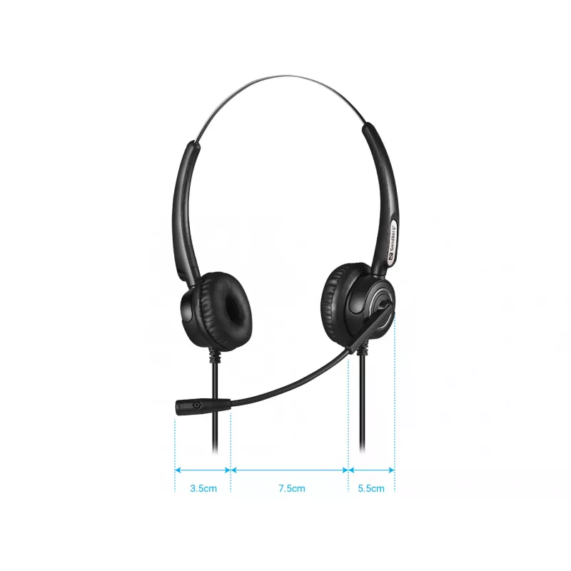 Sandberg USB Office Headset Pro Stereo, Wired, Office/Call center, 20 - 20000 Hz, 115 g, Headset, Black