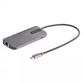 StarTech.com USB C Multiport Adapter, 4K 60Hz HDMI Video, 3 Port 5Gbps USB Hub, 100W Power Delivery Pass-Through, GbE, 12 inch/30cm Cable, Mini Travel Dock, Laptop Docking Station