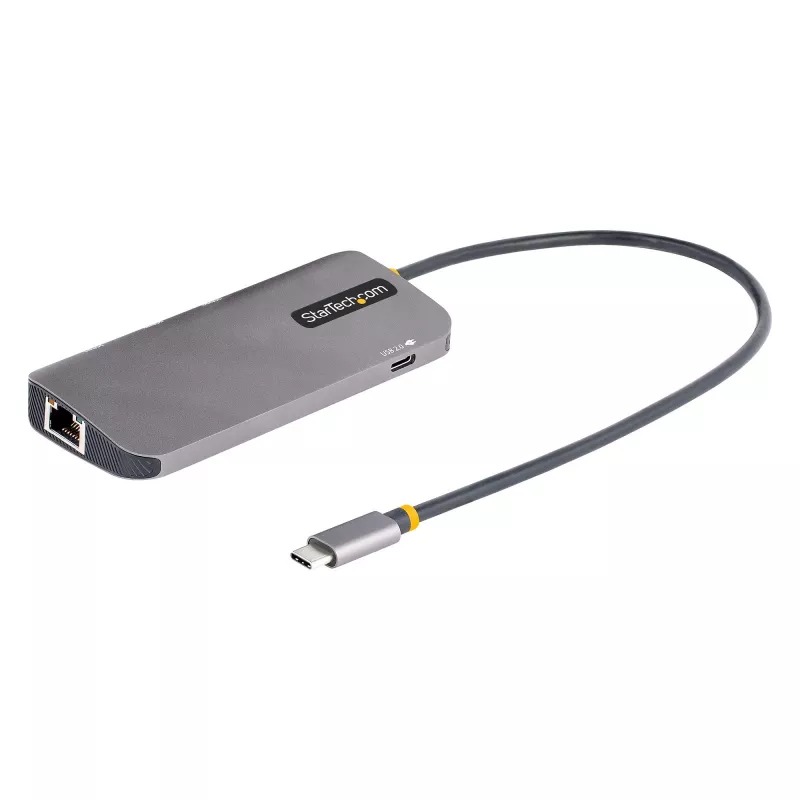 StarTech.com USB C Multiport Adapter, 4K 60Hz HDMI Video, 3 Port 5Gbps USB Hub, 100W Power Delivery Pass-Through, GbE, 12 inch/30cm Cable, Mini Travel Dock, Laptop Docking Station