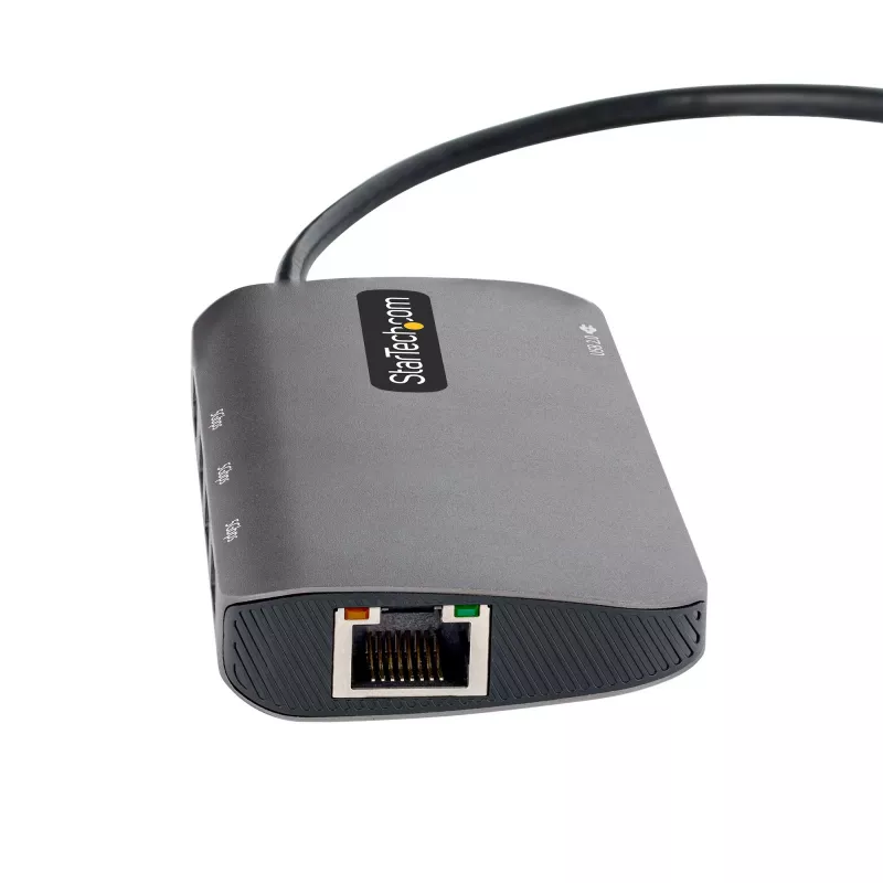 StarTech.com USB C Multiport Adapter, 4K 60Hz HDMI Video, 3 Port 5Gbps USB Hub, 100W Power Delivery Pass-Through, GbE, 12 inch/30cm Cable, Mini Travel Dock, Laptop Docking Station