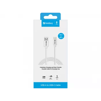 Sandberg USB-C 3.1 USB-A 3.0 1M, 1 m, USB A, USB C, USB 3.2 Gen 1 (3.1 Gen 1), Male/Male, White