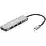 Sandberg USB-C Dock HDMI+3xUSB+PD 100W, Wired, USB 3.2 Gen 1 (3.1 Gen 1) Type-C, 100 W, Grey, 4K Ultra HD, Aluminium