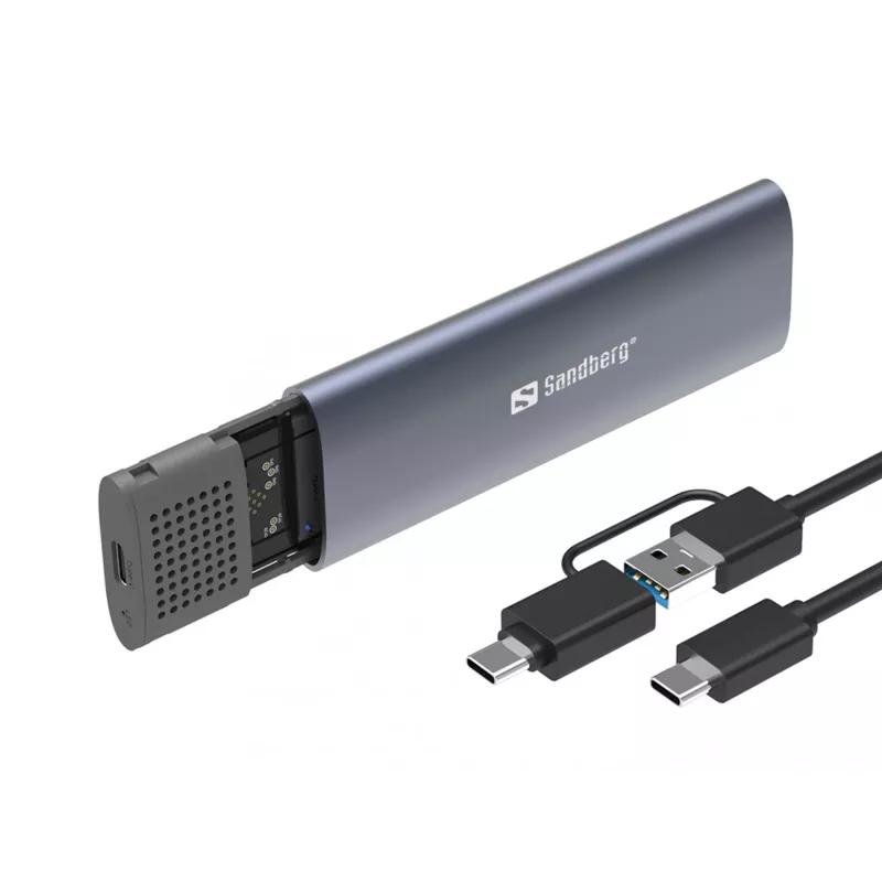 Sandberg USB 3.2 Case for M.2+NVMe SSD, SSD enclosure, M.2, M.2, 10 Gbit/s, USB connectivity, Black