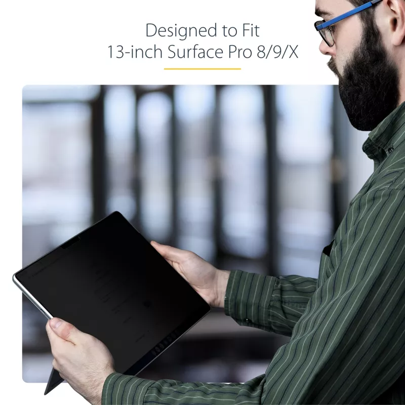 StarTech.com 4-Way Privacy Screen For 13-inch Surface Pro 8/9/X Laptop, Portrait/Landscape Modes, Touch-Enabled, +/- 30 Deg. View, Blocks up to 51% Blue Light, Anti-Glare