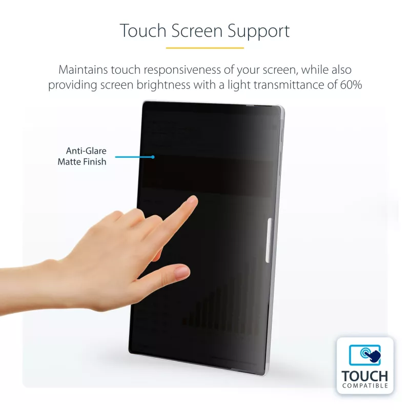StarTech.com 4-Way Privacy Screen For 13-inch Surface Pro 8/9/X Laptop, Portrait/Landscape Modes, Touch-Enabled, +/- 30 Deg. View, Blocks up to 51% Blue Light, Anti-Glare