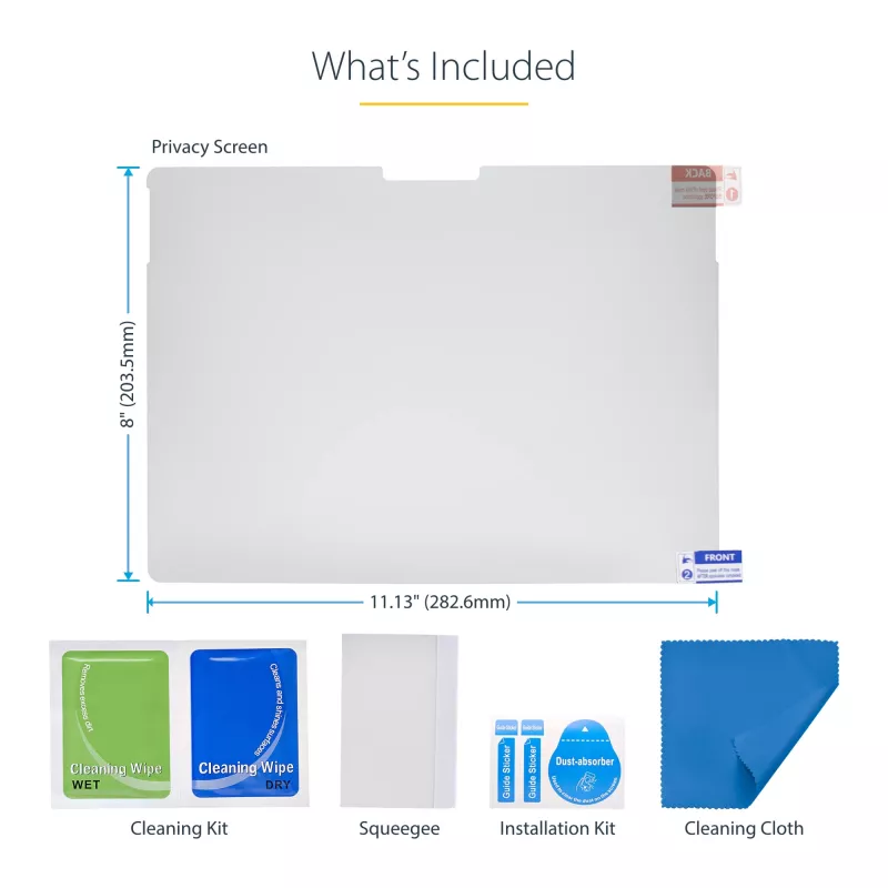 StarTech.com 4-Way Privacy Screen For 13-inch Surface Pro 8/9/X Laptop, Portrait/Landscape Modes, Touch-Enabled, +/- 30 Deg. View, Blocks up to 51% Blue Light, Anti-Glare