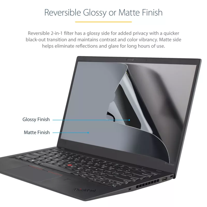 StarTech.com 14in Laptop Privacy Screen - Anti-Glare Privacy Filter for Widescreen (16:9) Displays - Laptop Monitor Screen Protector with 51% Blue Light Reduction - Reversible Matte/Glossy Sides