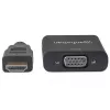Manhattan HDMI to VGA Converter cable, 1080p, 30cm, Male to Female, Micro-USB Power Input Port for additional power if needed, Black, Three Year Warranty, Equivalent to HD2VGAE2.