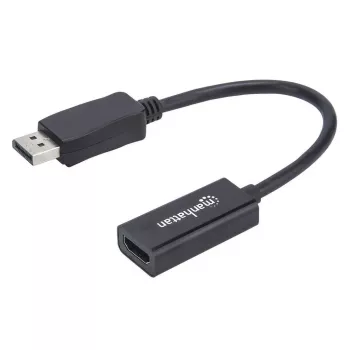 Manhattan DisplayPort 1.1 to HDMI Adapter Cable, 1080p@60Hz, Male to Female, Black, Cable 15cm, DP With Latch, Not Bi-Directional, Three Year Warranty, Equivalent to DP2HDMI