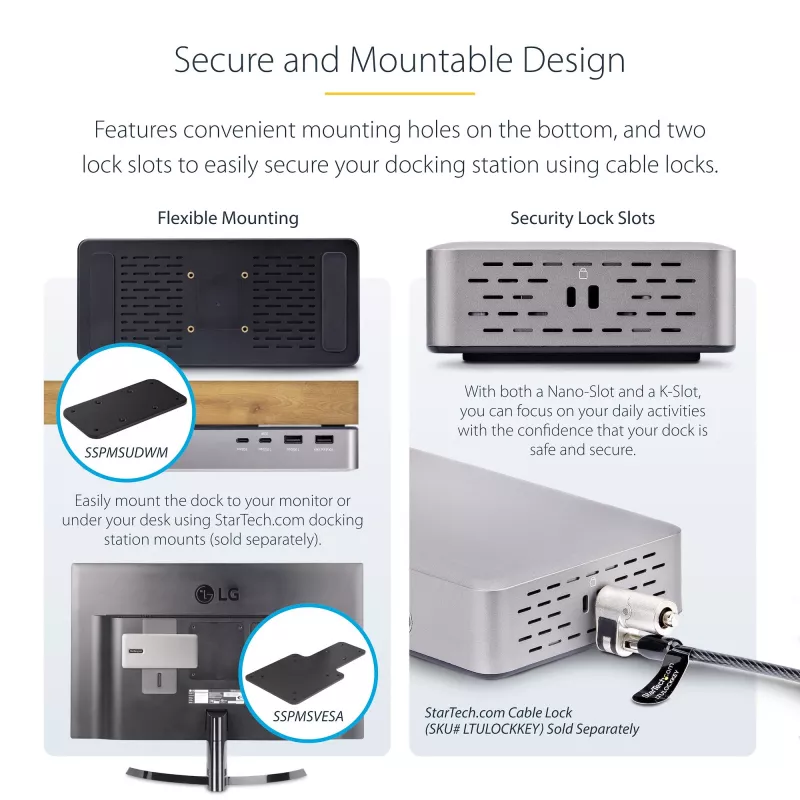 StarTech.com Dual-Monitor USB4 Docking Station, Dual 4K 120Hz or Single 8K 60Hz HDMI, 100W Laptop Charging, 2.5GbE, USB-C Multi-Monitor Dock, Driverless