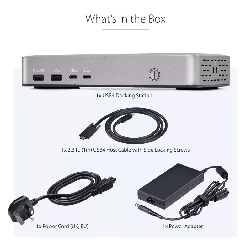 StarTech.com Dual-Monitor USB4 Docking Station, Dual 4K 120Hz or Single 8K 60Hz HDMI, 100W Laptop Charging, 2.5GbE, USB-C Multi-Monitor Dock, Driverless