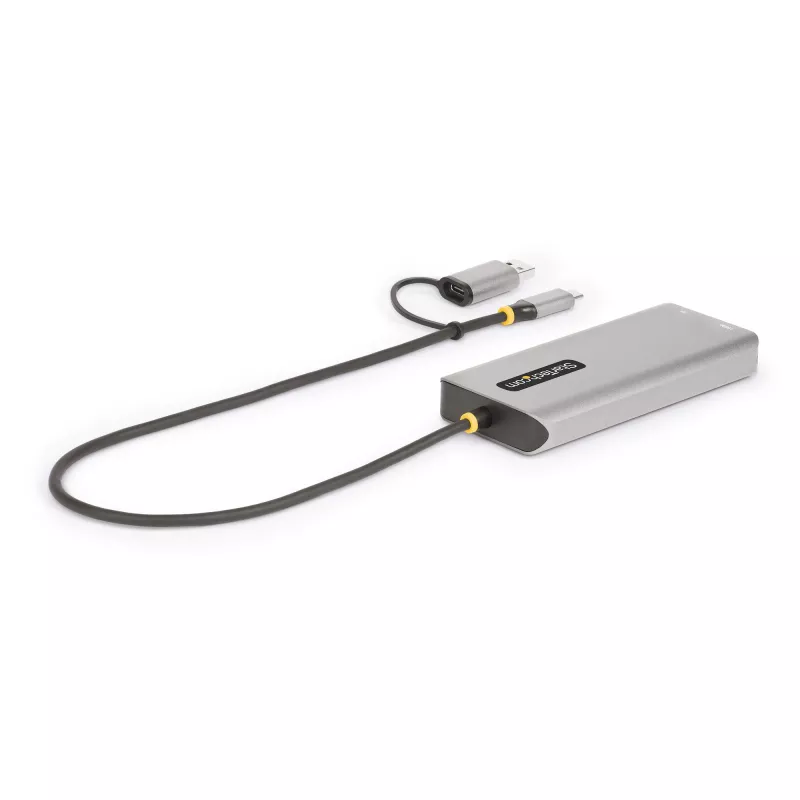 StarTech.com USB-C Multiport Adapter w/Attached USB-C to USB-A Dongle, Dual HDMI (4K30Hz/1080p60Hz), 3x USB-A 5Gbps, Mini Travel Dock, Laptop Docking Station, 1.3ft/40cm Cable