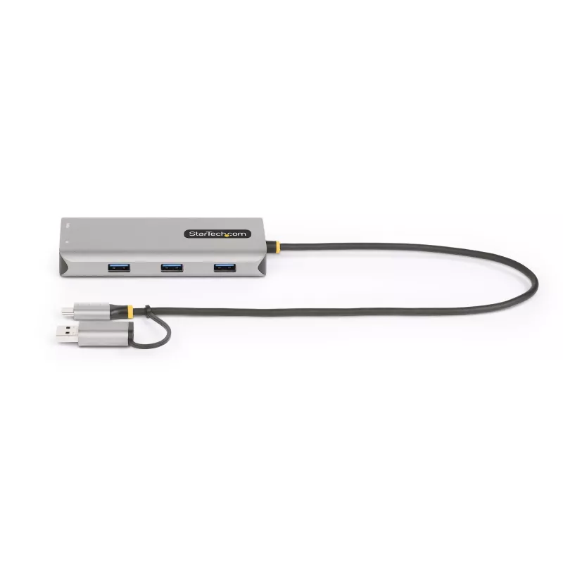 StarTech.com USB-C Multiport Adapter w/Attached USB-C to USB-A Dongle, Dual HDMI (4K30Hz/1080p60Hz), 3x USB-A 5Gbps, Mini Travel Dock, Laptop Docking Station, 1.3ft/40cm Cable