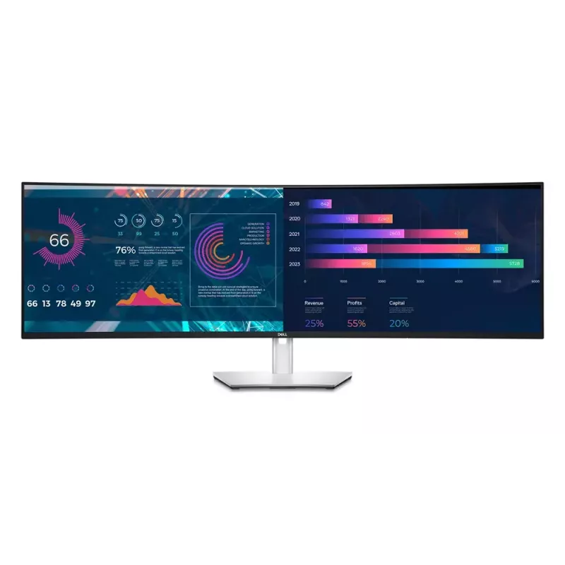 DELL UltraSharp U4924DW computer monitor 124.5 cm (49 inch) 5120 x 1440 pixels 5K Ultra HD LCD Black, Silver