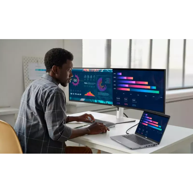 DELL UltraSharp U4924DW computer monitor 124.5 cm (49 inch) 5120 x 1440 pixels 5K Ultra HD LCD Black, Silver