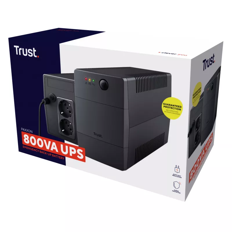 Trust Paxxon uninterruptible power supply (UPS) 0.8 kVA 480 W 2 AC outlet(s)